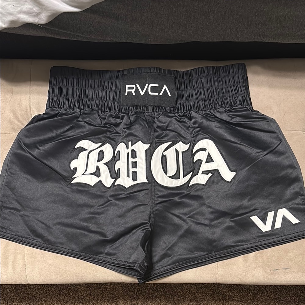 RVCA Black Athletic Shorts with Prominent Branding